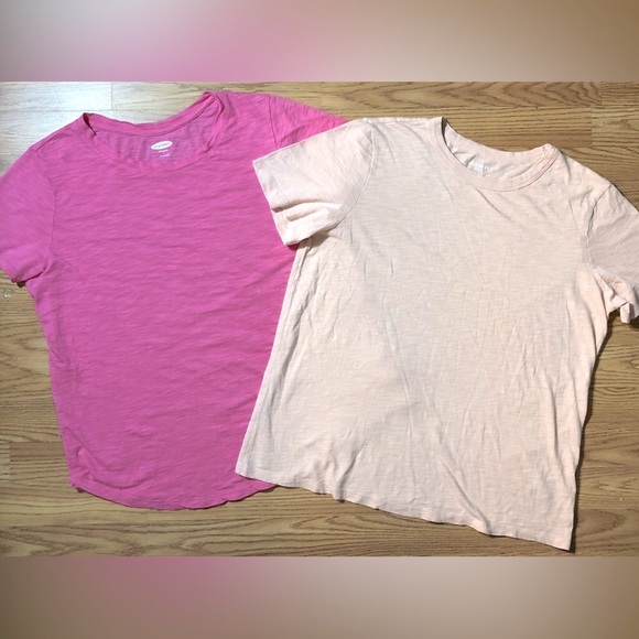 Old Navy Tops - Set of 2 Old Navy EVERYWEAR T-Shirts Women Large Casual Cotton Tees Bamboo Pink